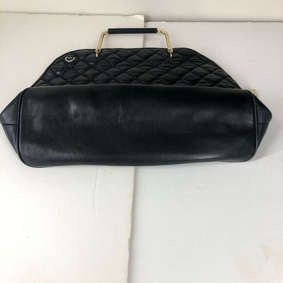 ZARA Leather‎ Black Quilted Purse Metal/Leather Handles -15" x 10" x 6" - Picture 5 of 10